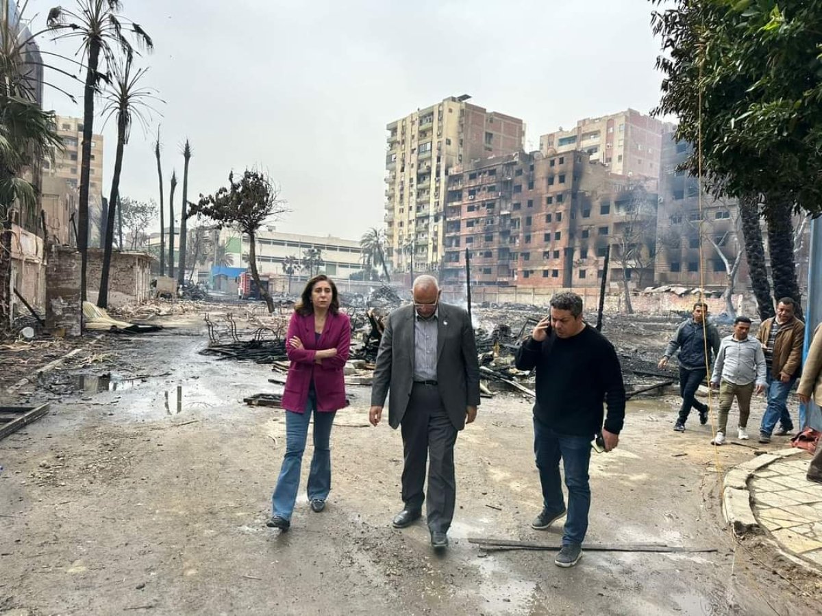 وزيرة الثقافة: تشكيل لجنة متخصصة لحصر خسائر وأضرار حريق استوديو الأهرام