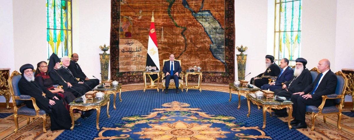 الرئيس السيسي يستقبل وفد مجلس الكنائس العالمي بحضور البابا تواضروس الثانى