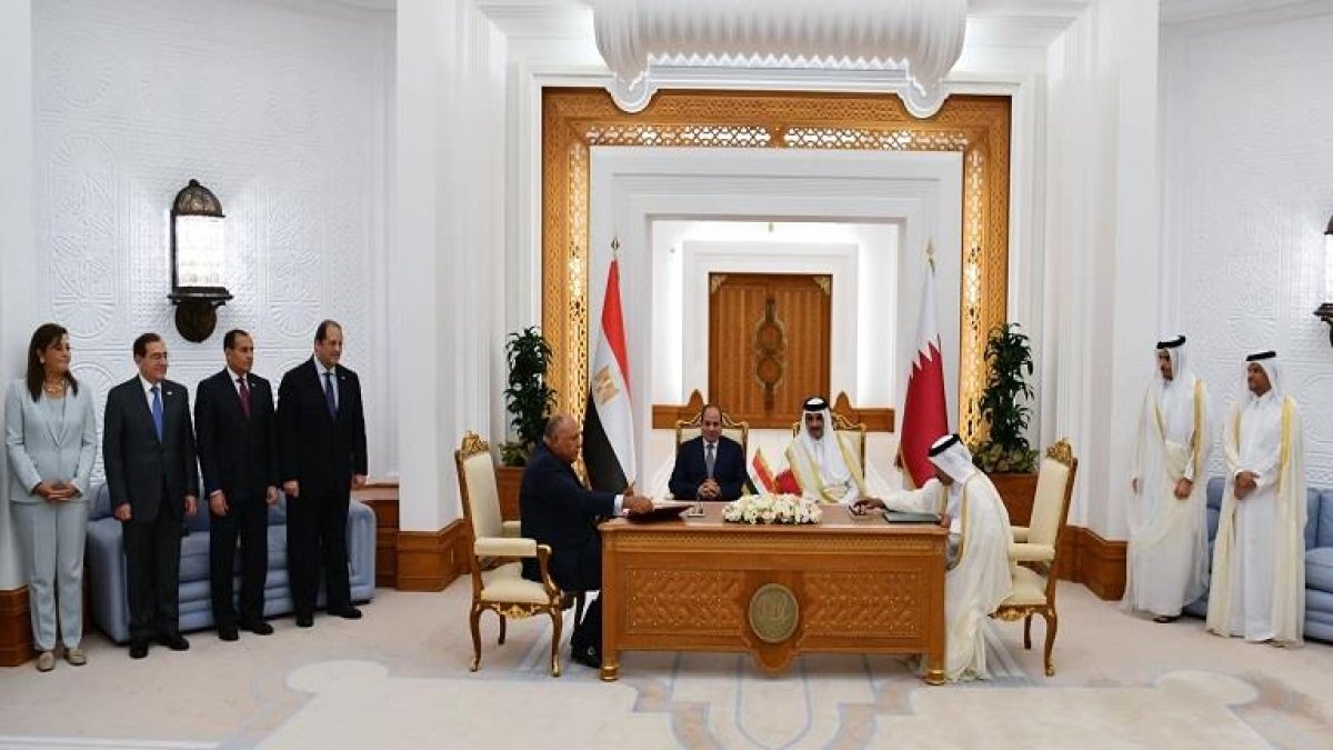 بالفيديو..  الرئيس السيسي وأمير قطر يشهدان التوقيع على مذكرة تفاهم بين البلدين