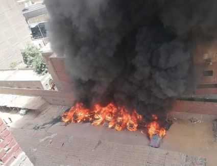 تفحم 7 سيارات ملاكي في حريق جراج بالجيزة 