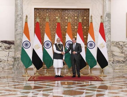 الرئيس السيسي يستقبل رئيس وزراء الهند بقصر الاتحادية