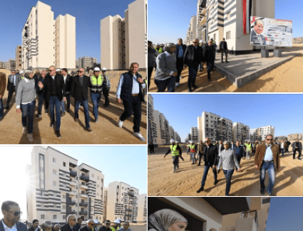 وزير الإسكان يتفقد موقف تنفيذ وحدات المبادرة الرئاسية «سكن لكل المصريين - محور منخفضى الدخل» بالسويس الجديدة