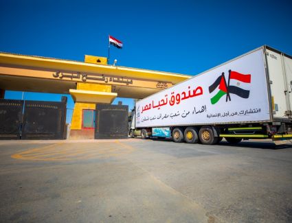 قافلة صندوق تحيا مصر تصل ميناء رفح لتوصيل المساعدات لقطاع غزة