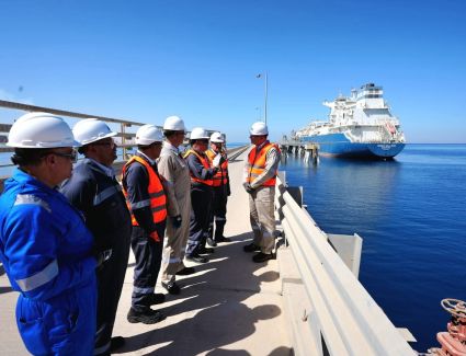 وزير البترول والثروة المعدنية يتفقد سفينتي استقبال الغاز الطبيعي بالعين السخنة