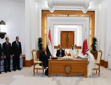 بالفيديو..  الرئيس السيسي وأمير قطر يشهدان التوقيع على مذكرة تفاهم بين البلدين