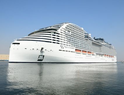 قناة السويس تشهد عبور أحدث السفن السياحية في العالم MSC WORLD EUROPA في رحلتها الأولى