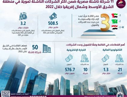 معلومات الوزراء: 11 شركة ناشئة مصرية ضمن أكثر الشركات الناشئة تمويلا في منطقة الشرق الأوسط وشمال إفريقيا خلال 2022